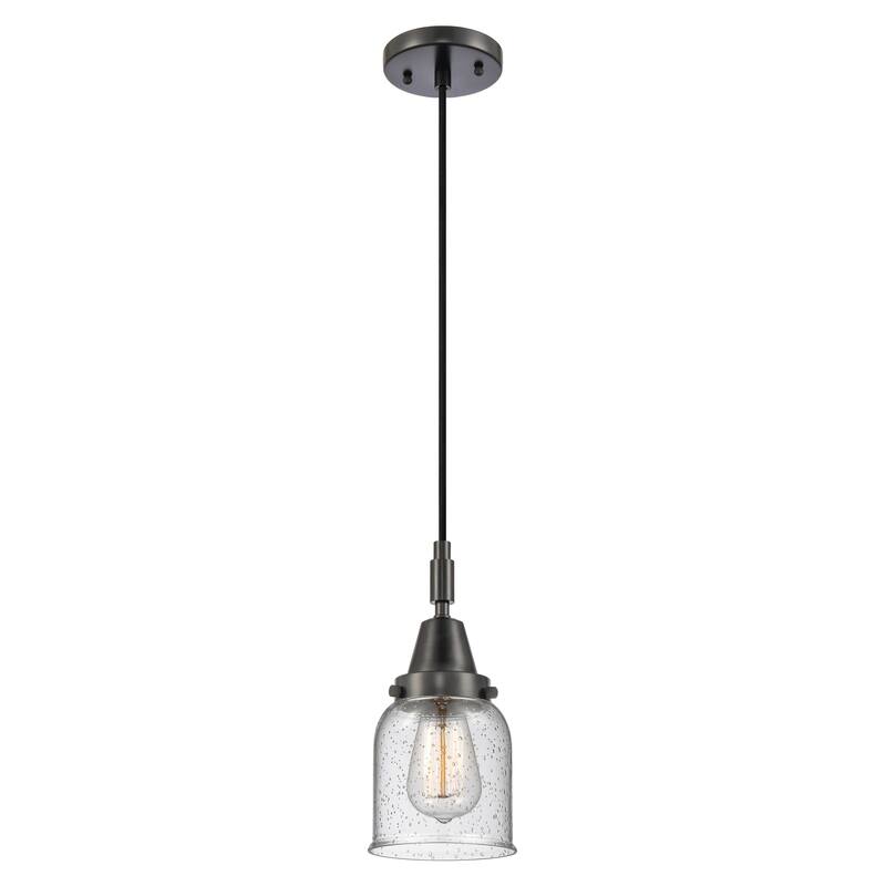 Innovations Lighting Downtown Urban - Caden Bell - 1 Light 5" Cord Hung Mini Pendant - Seedy Shade/Matte Black