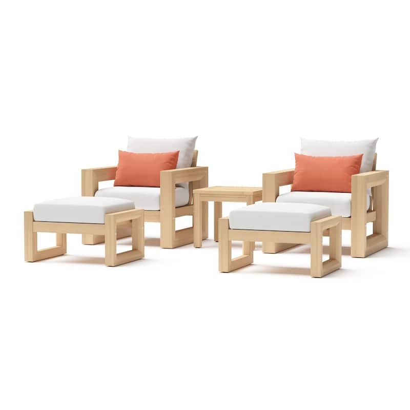 Benson 5 Piece Sunbrella Outdoor Patio Club Chair And Ottoman Set - Cast Coral