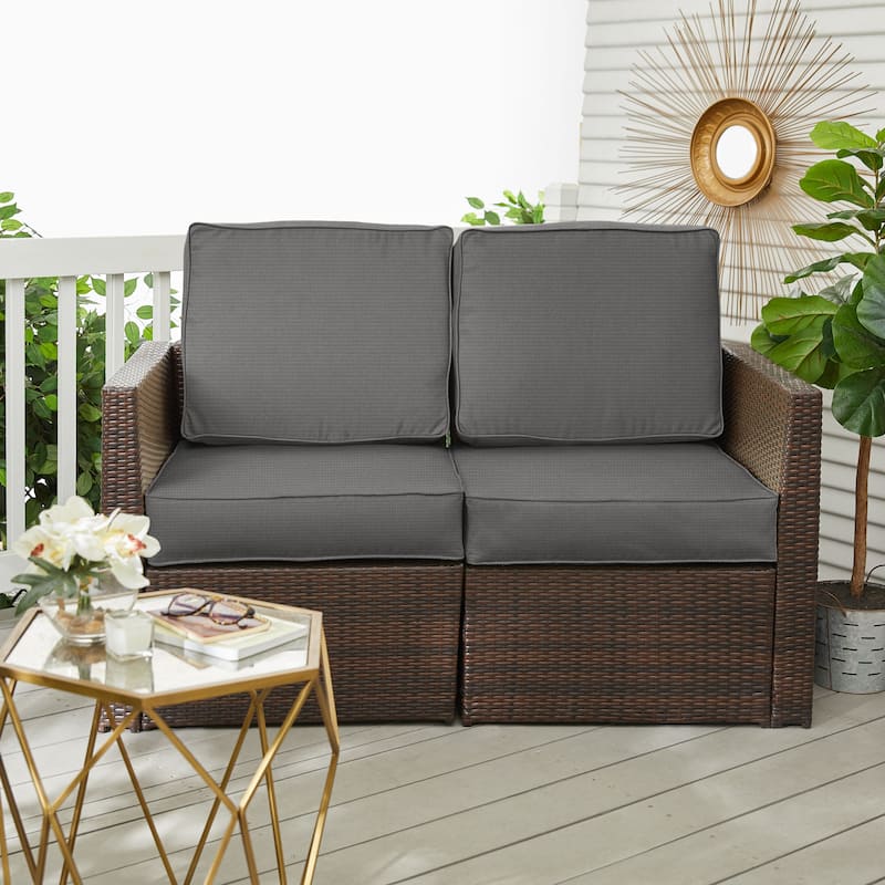 Sorra Home Outdura Solid Indoor/Outdoor Deep Seating Loveseat Cushion Set - 23 in x 27 in x 5 in - ETC Steel