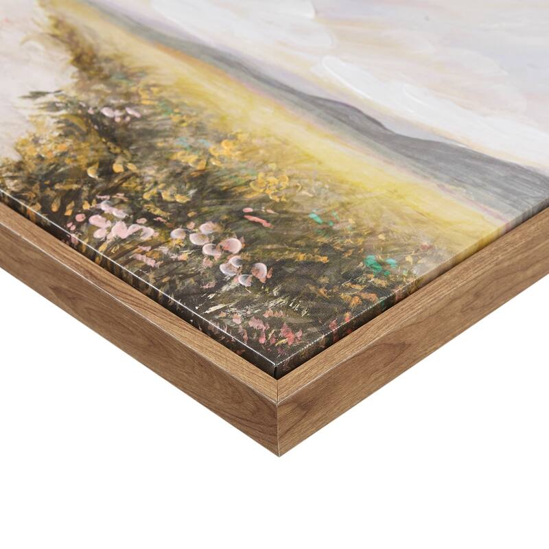 Madison Park Peaceful River Hand Embellished Framed Canvas Abstract Landscape Wall Art
