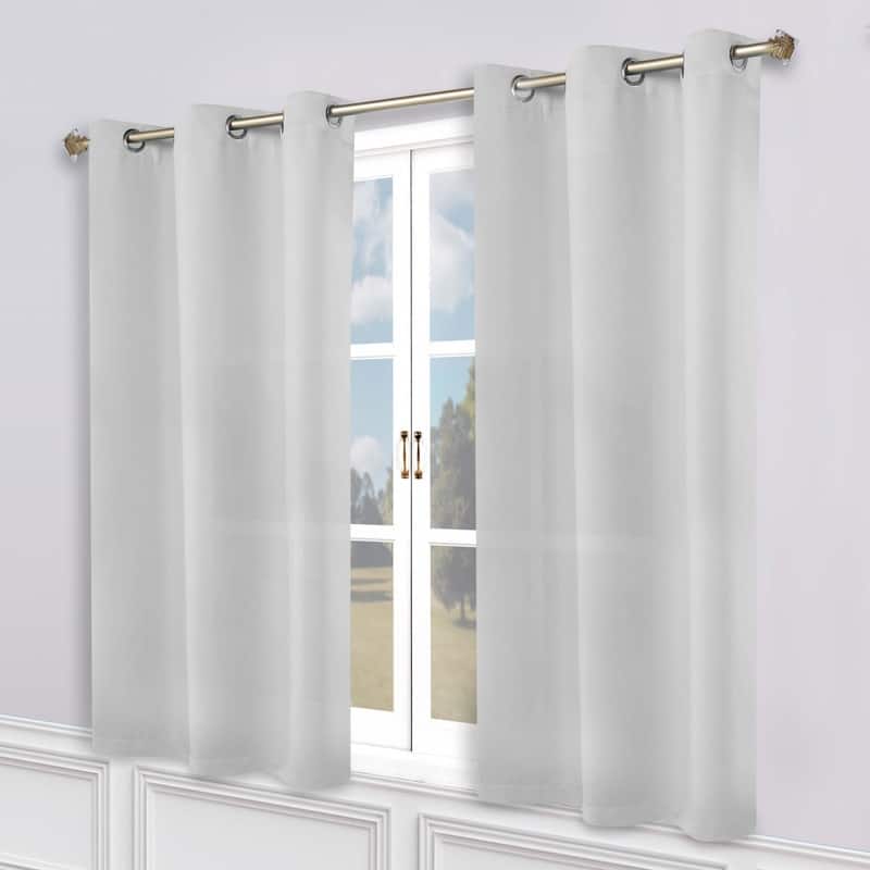 Superior Modern Solid Washable Room Darkening Curtains, Set of 2 Panels - 2PC- 52" x 63" - Marshmellow
