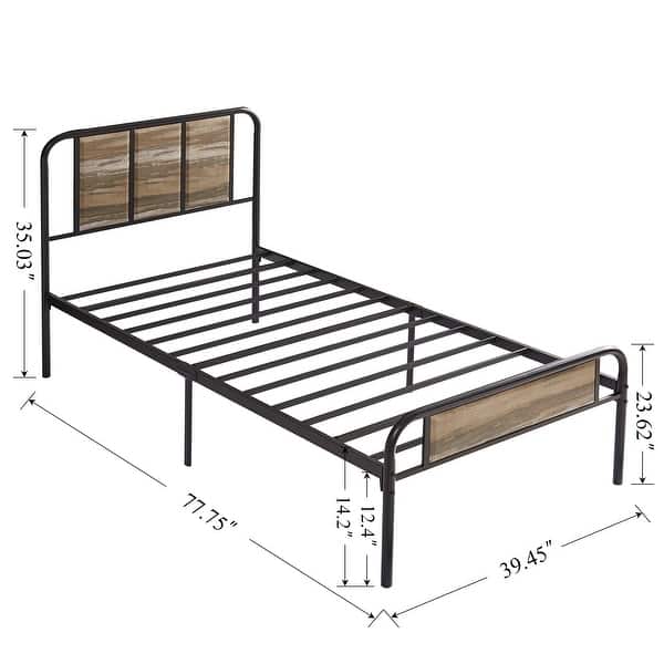 dimension image slide 2 of 3, VECELO Platform Kids Bed Frame with Wood Headboard,Twin Size Bed Set of 2