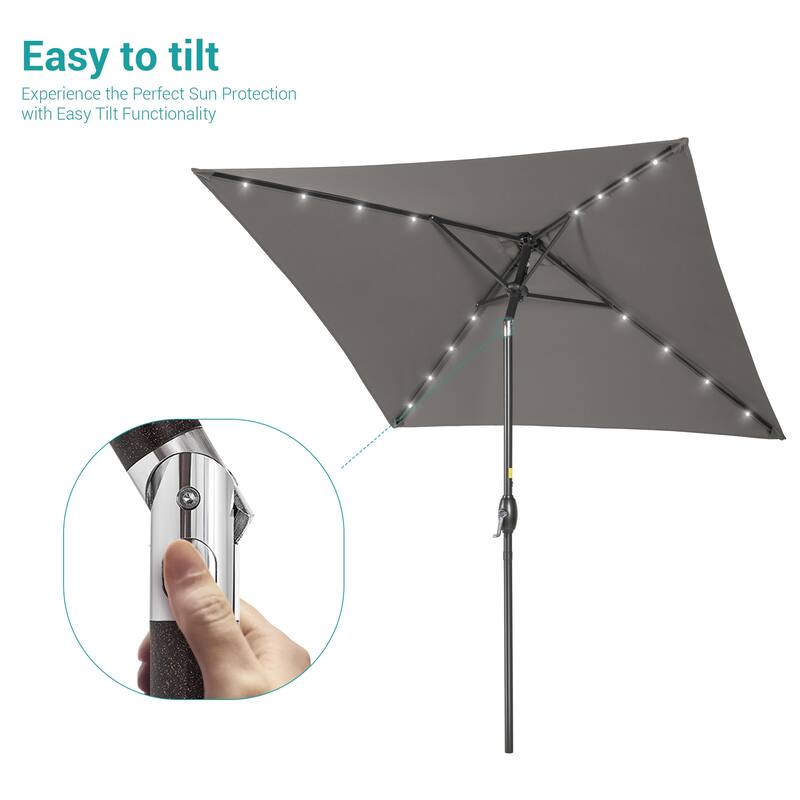 BONOSUKI 6.5x6.5Ft LED Patio Market Umbrella Weather-Resistant Frame