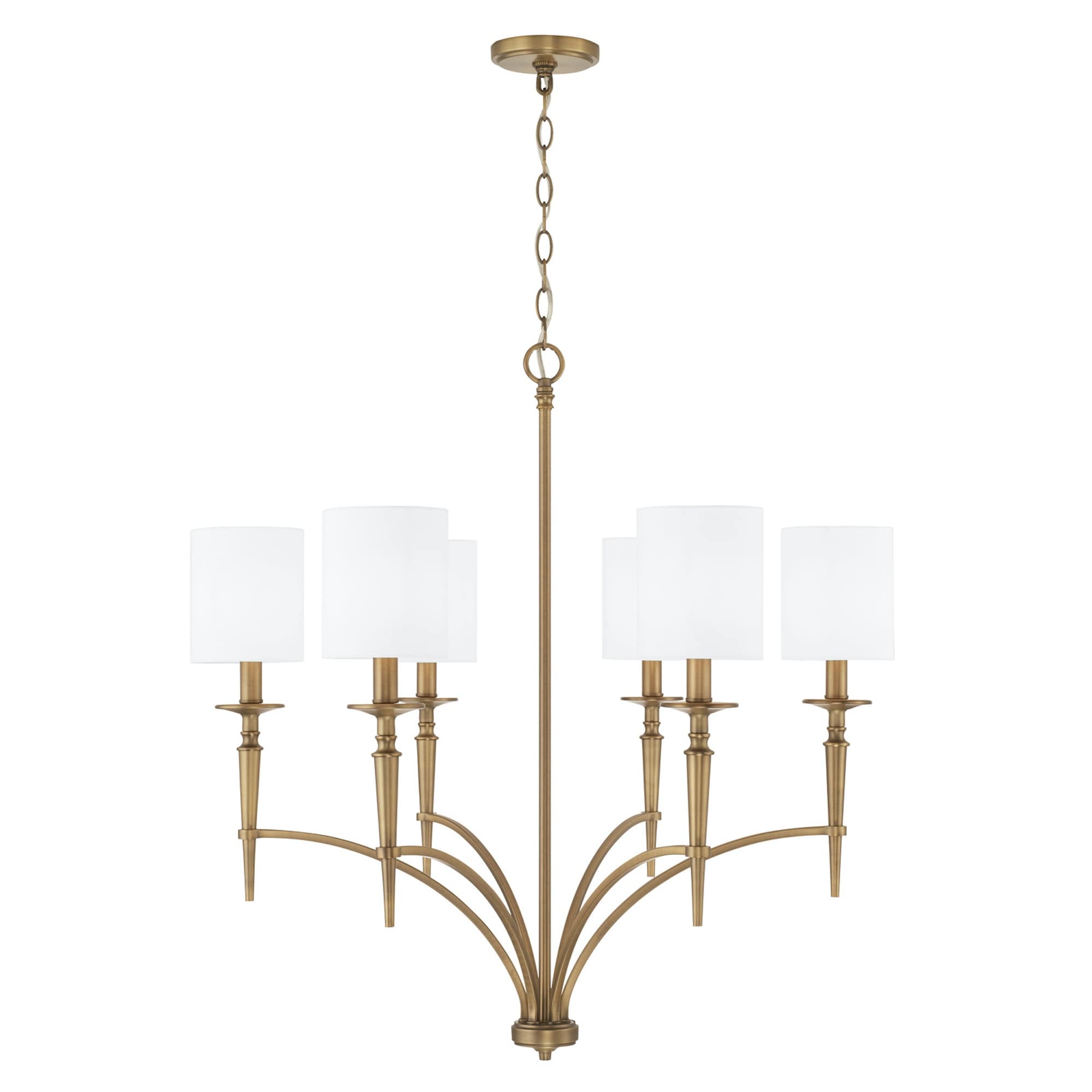 Abbie 31" 6-light Chandelier w/ White Fabric Stay-Straight Shades