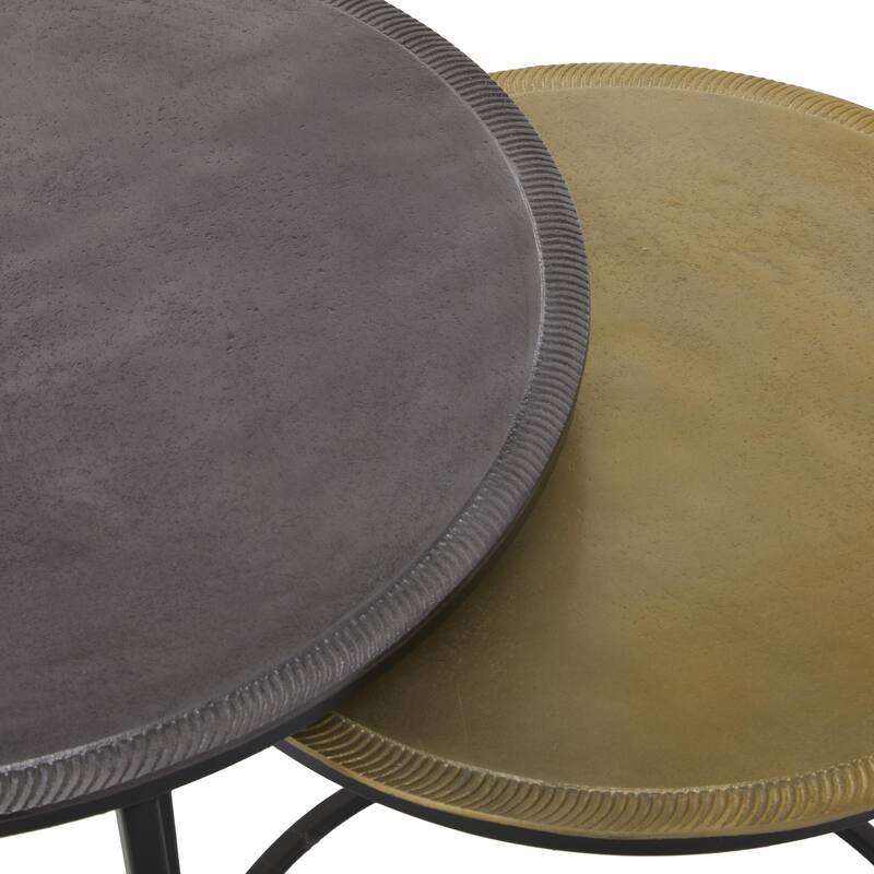 Aluminum Metal Accent Table - Set of 2 Black - Roche River Decor