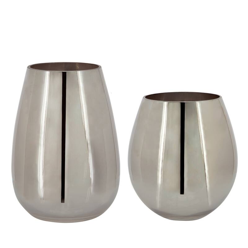 Glass Metallic Vase - Contemporary Small Decorative Flower Vase for Table Centerpiece or Home or Office Decor