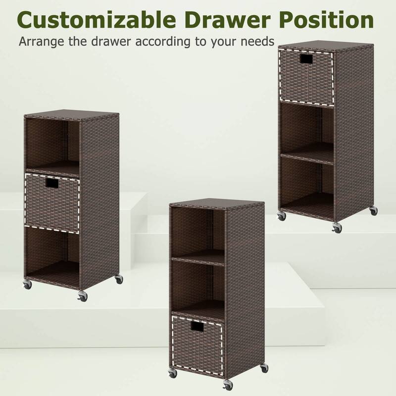 Costway Outdoor Storage Cabinet with Storage Shelves Drawer and - See Details