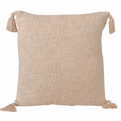 HomeRoots 20" X 20" Beige 100% Cotton Zippered Pillow