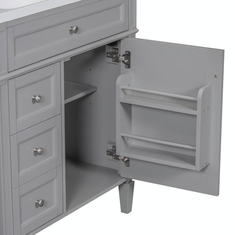 30'' Modern Bathroom Vanity with Top Sink, 2 Drawers and Tip-out Drawer