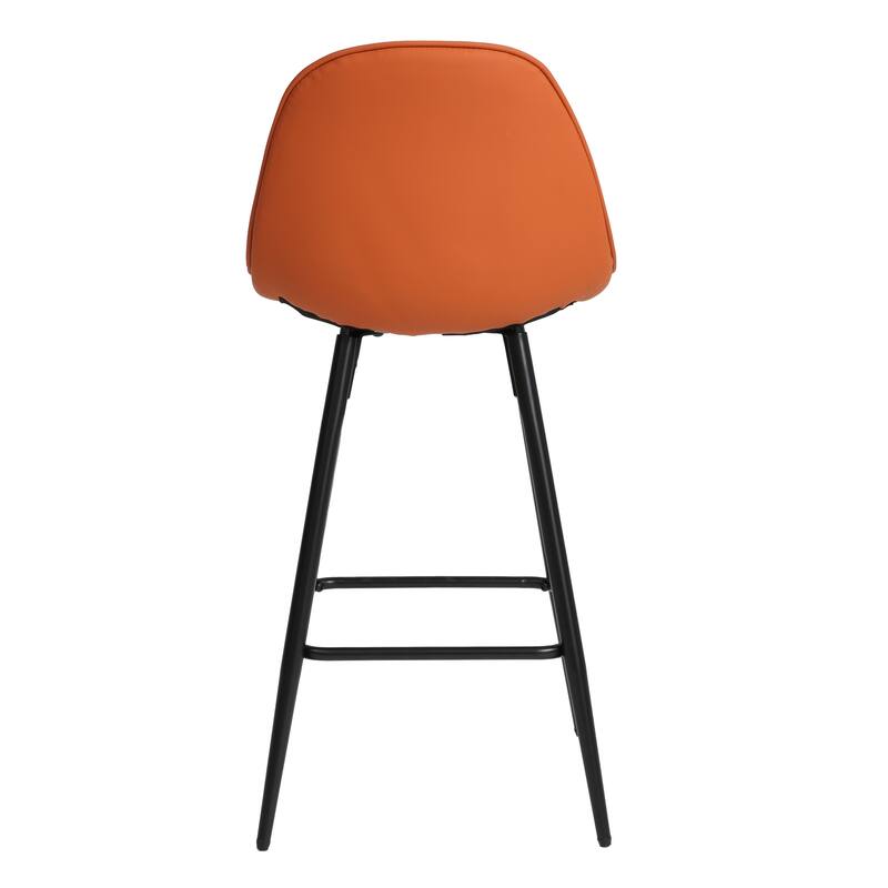 Modern Faux Leather Bar Stools Set of 2 with Back and Footrest-25.5" Seat Height