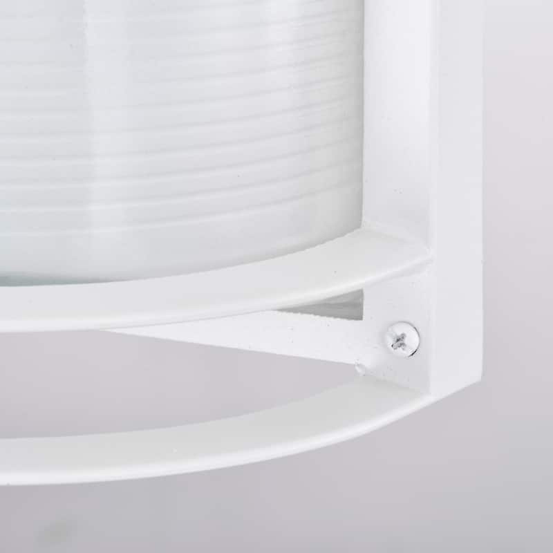 LED Rectangular Bulk Head Fixture White Finish with White Glass