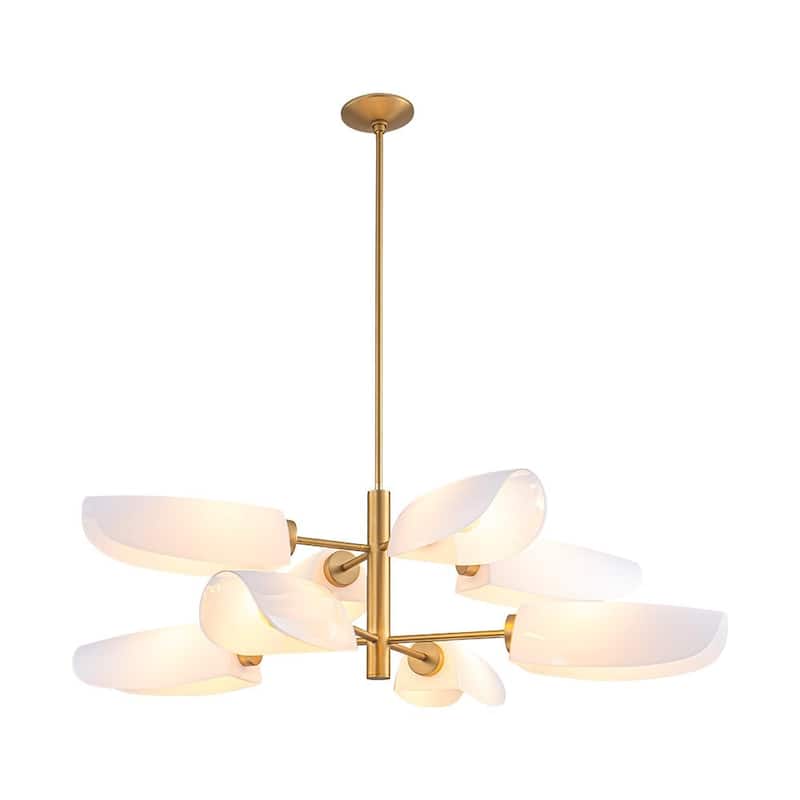 Modern 8-Light Opal Glass Tiered Chandelier - 42.5in