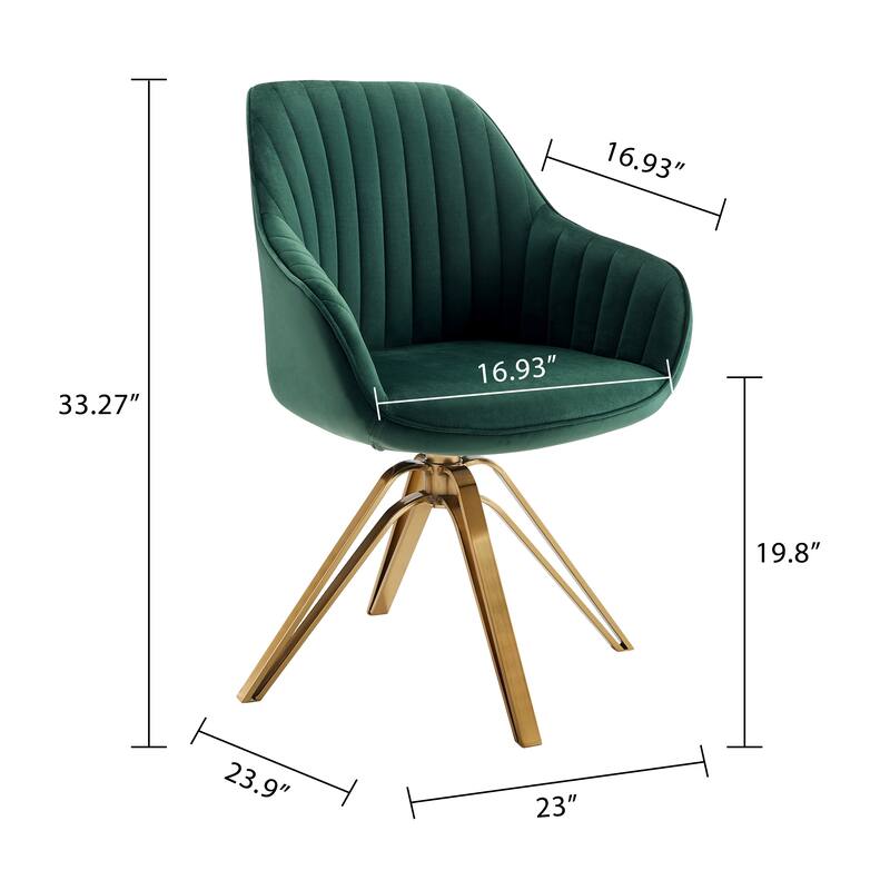 Art Leon Modern Velvet Swivel Chair with Golden Finish