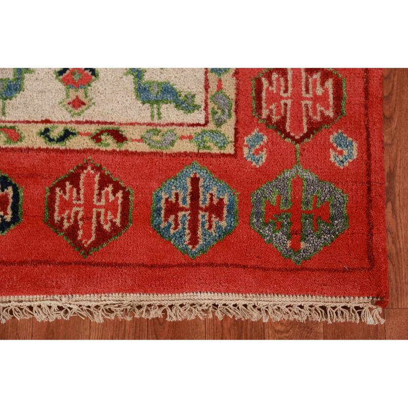 Animals Tribal Kazak Oriental Area Rug Hand-Knotted Wool Carpet - 5'0" x 7'8"