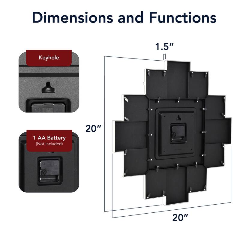 American Art Decor Picture Frame Collage Wall Clock 12 Photo Display Slots