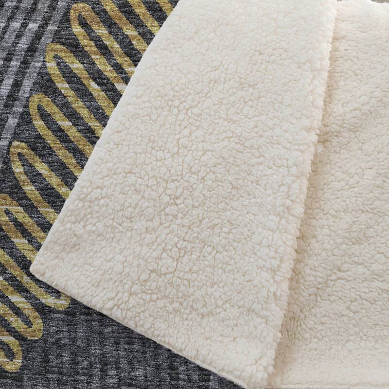 Premium Machine Washable ASB117 Modern Palms Sherpa Throw Blanket