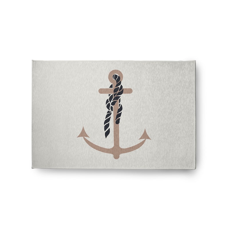 Anchor and Rope Nautical Indoor/Outdoor Rug - Mauve - 2' x 3'