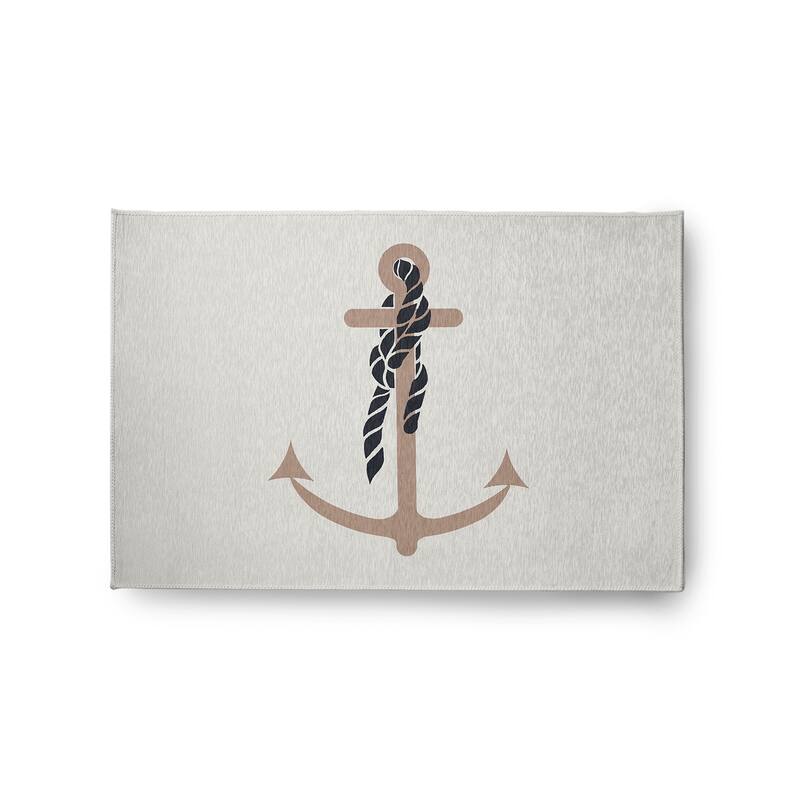 Anchor and Rope Nautical Indoor/Outdoor Rug - Mauve - 2' x 3'