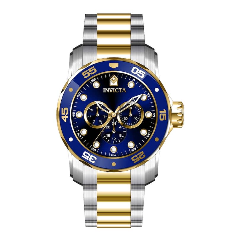 Invicta Men's Pro Diver 47mm Chronograph Watch IN-45724 - Silver and Gold - N/A