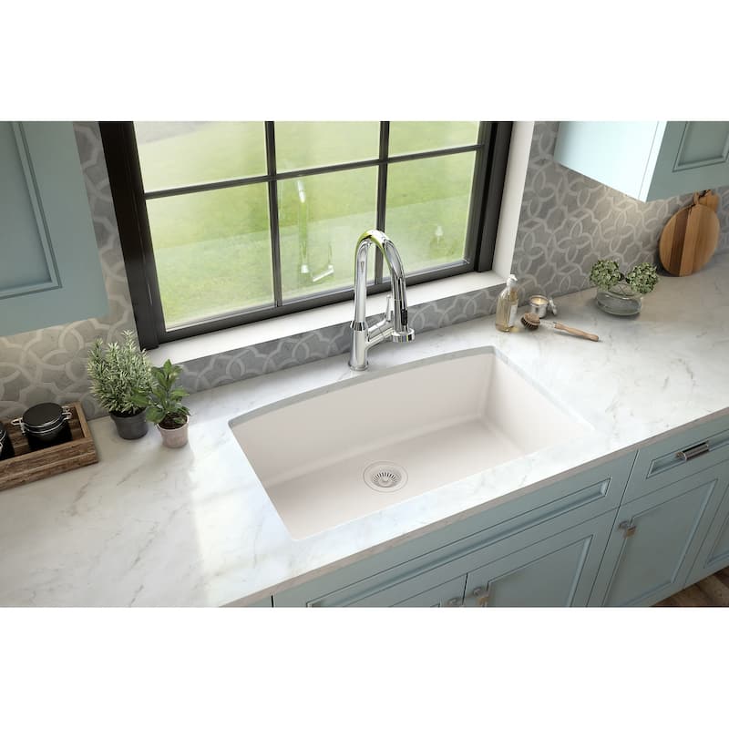 Karran Undermount Quartz 32 in. Single Bowl Kitchen Sink Kit
