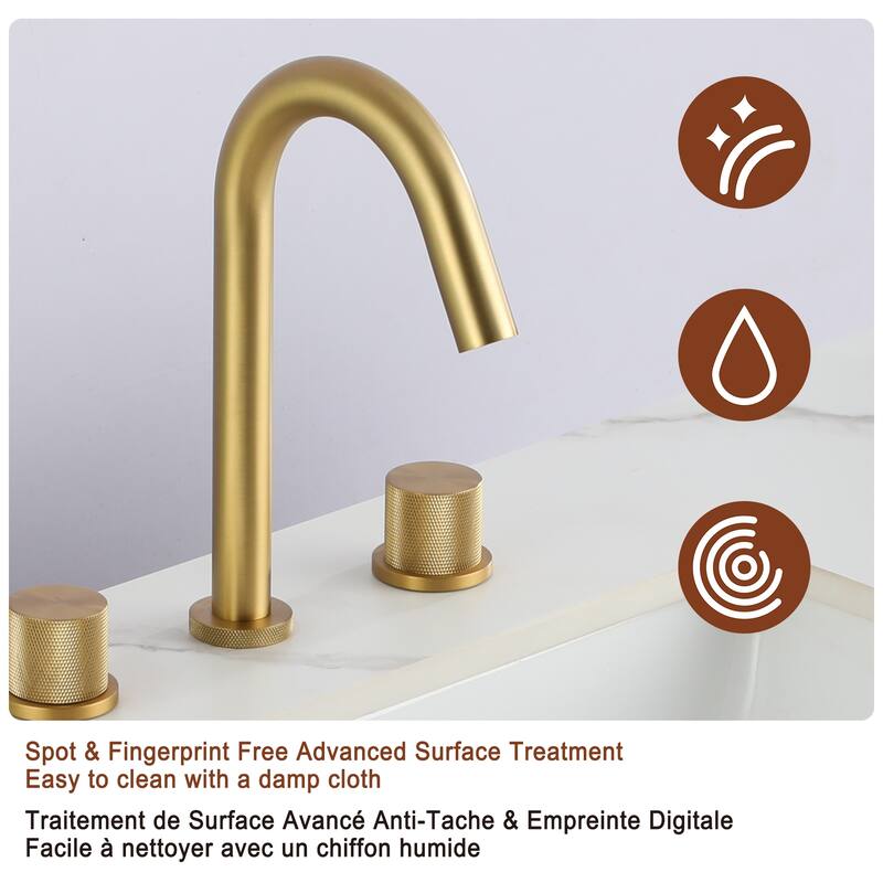 Mondawe Deck Mounted 8 Inch Widespread Double-Handle Bathroom Faucet in Brushed Nickel for Bathroom, Vanity, Laundry