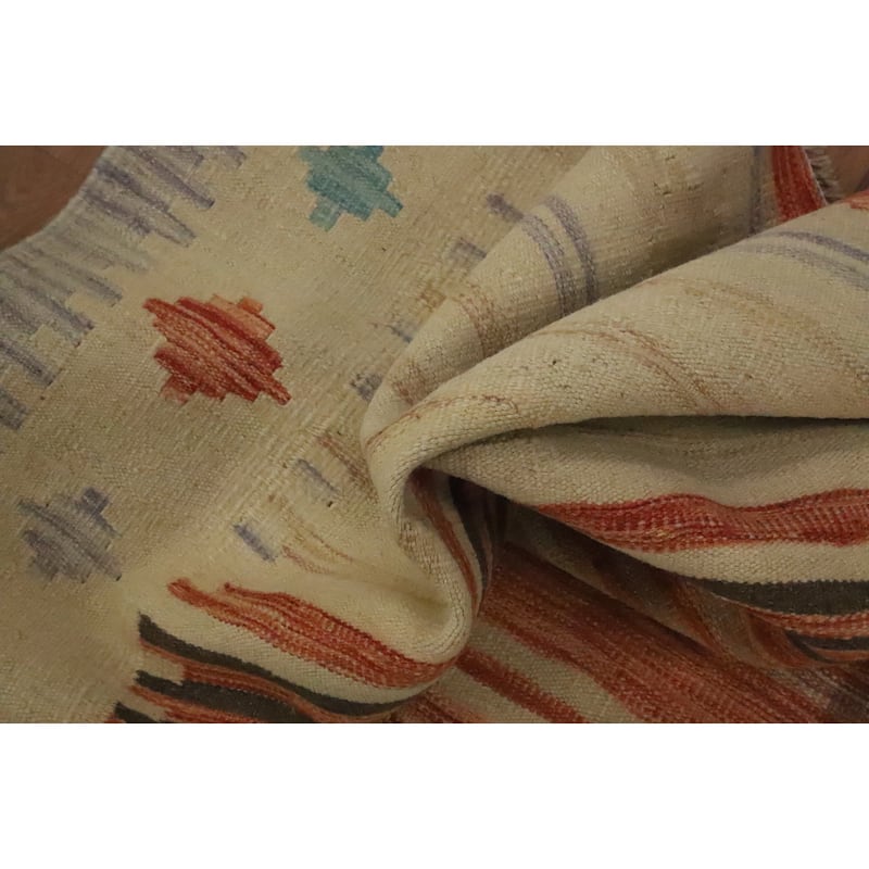 Hand Woven Oriental 100% Wool Carpet Southwestern Tribal Multi-Colored Kilim Area Rug - 8' 9'' X 5' 11''