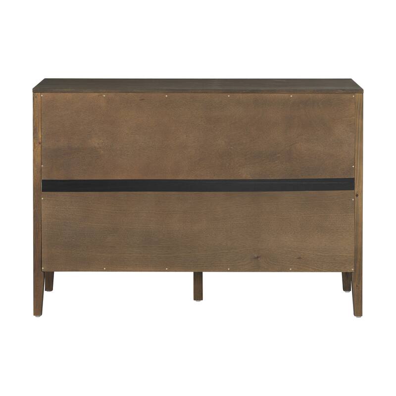 47.25"Sideboard with Pine Veneer and 2 Doors, Retro Buffet with Adjustable Feet, Wooden Storage Cabinet with Metal Handles