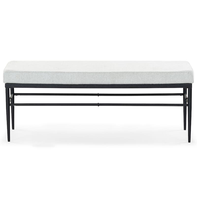 SAFAVIEH Couture Theabella Rectangular Bench - 48"W x 16"D x 18"H - Black/Light Grey