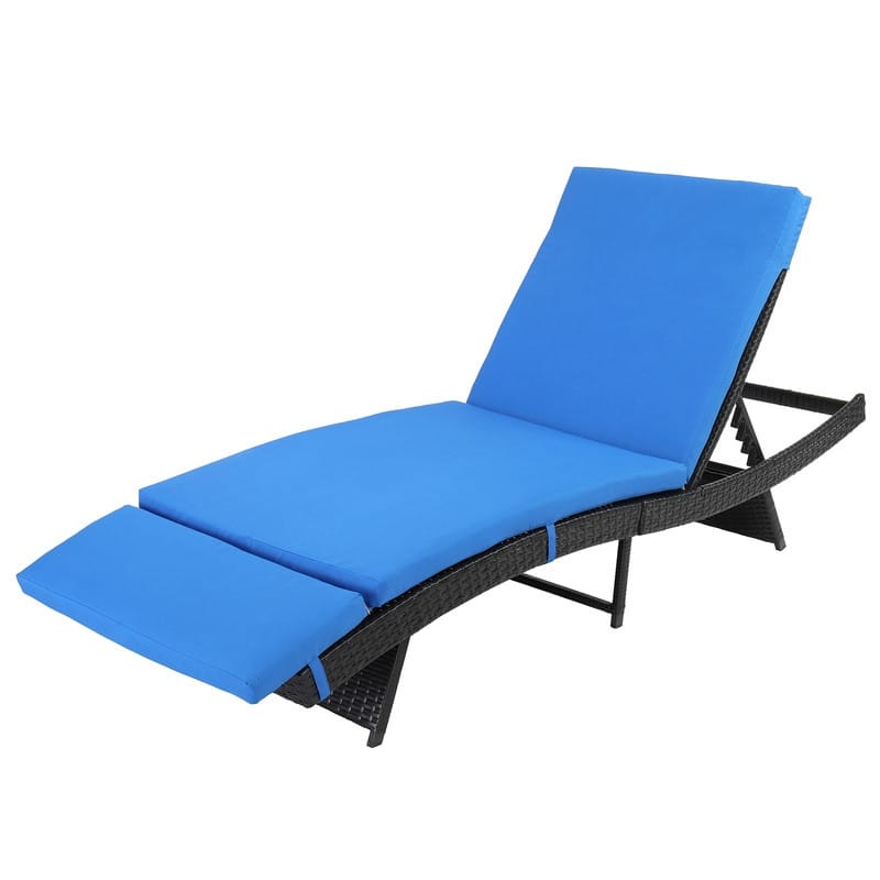 Outdoor Garden Patio Wicker Chaise Lounge Chair with Cushion