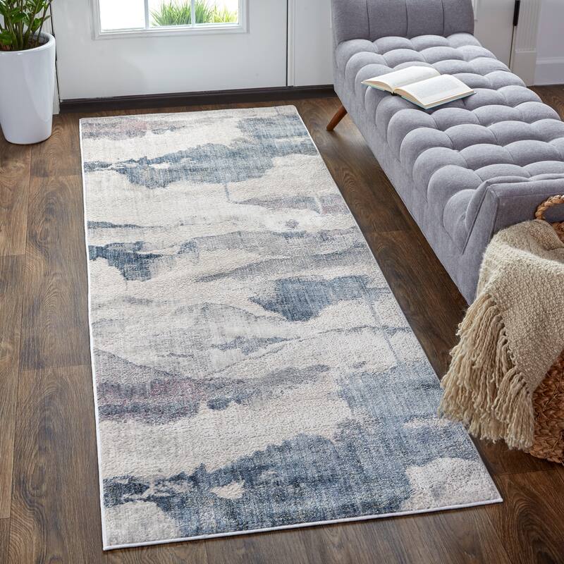 Abstract Watercolor Transitional Industrial Rug