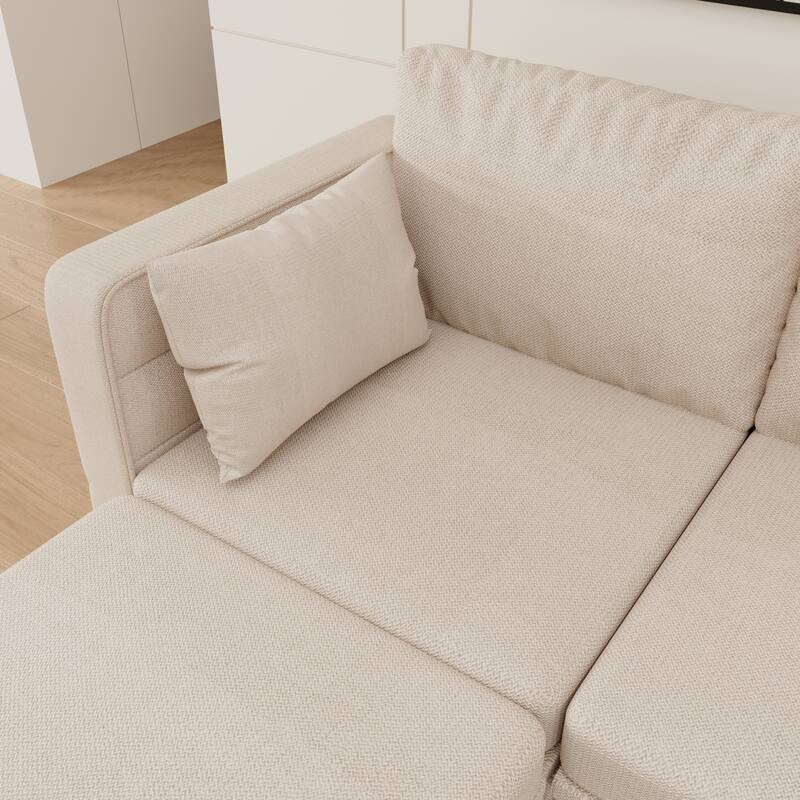 6-Seat U-Shaped Modular Reversible Sectional Sofa with Storage Ottoman
