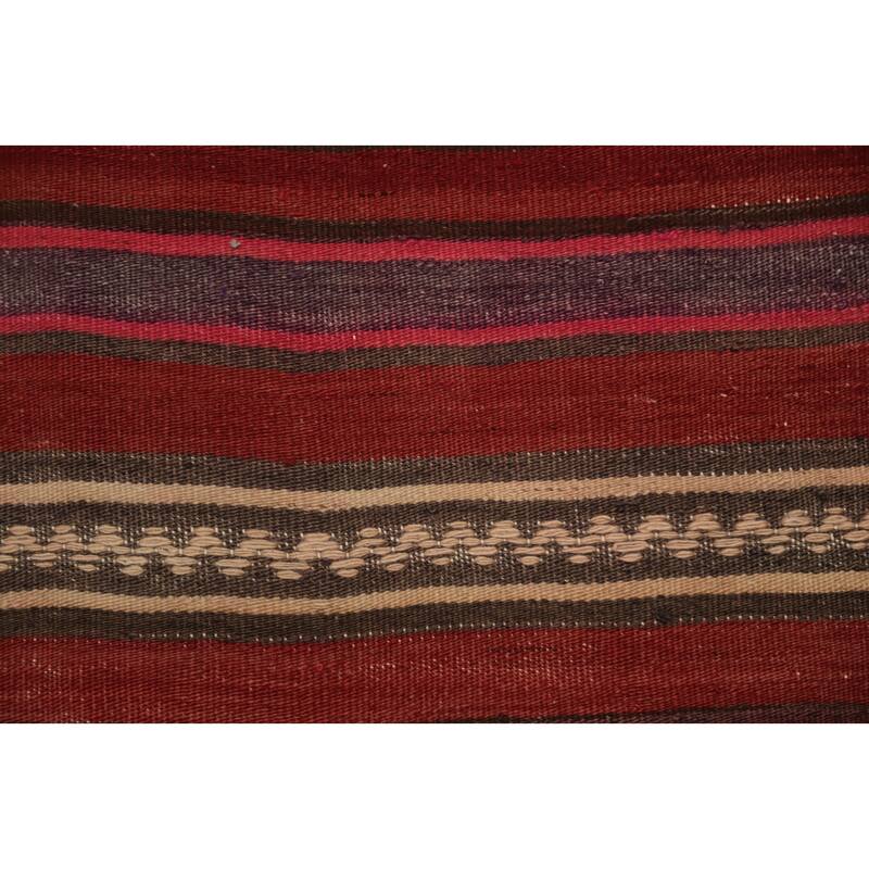 Hand Woven Oriental 100% Wool Carpet Southwestern Tribal Red Kilim Area Rug - 6' 8'' X 5' 2''