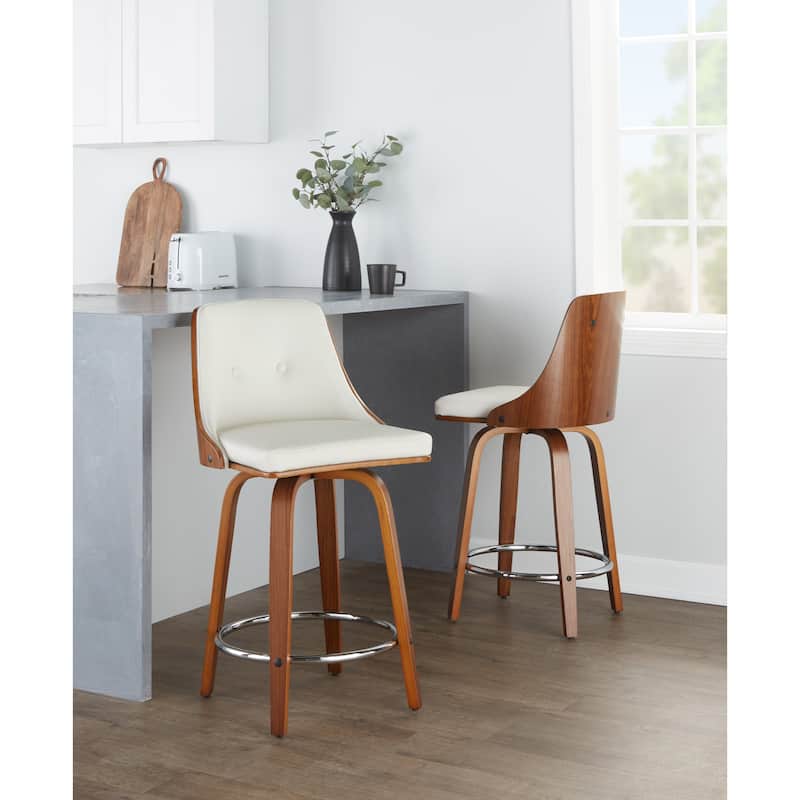 Carson Carrington Oscar 24" Fixed-Height Counter Stool with Bent Wood Legs (Set of 2)