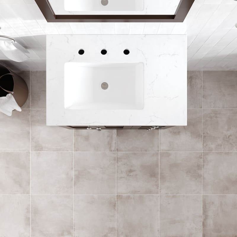 Eviva Acclaim 28 in. Bath Vanity with White Carrara Quartz Top