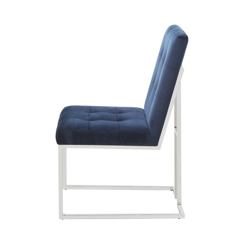 Silver/Blue Velvet Upholstered Metal Frame Dining Chair, Set of 2, Sturdy Dining Chair for Dining Rooms - 24.6