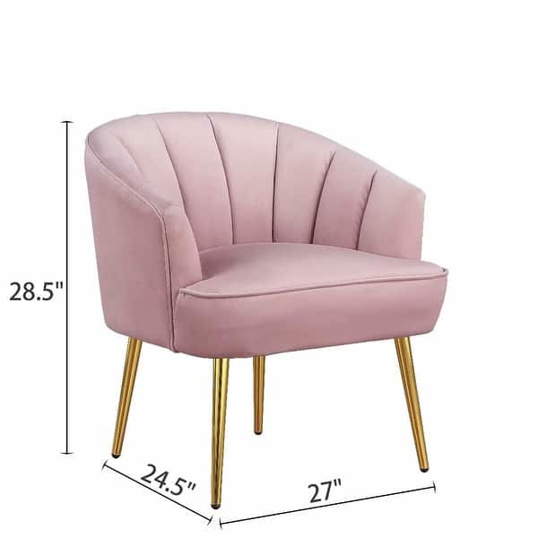 dimension image slide 3 of 4, Morden Fort Glam Velvet Barrel Carter Chair with Golden Legs
