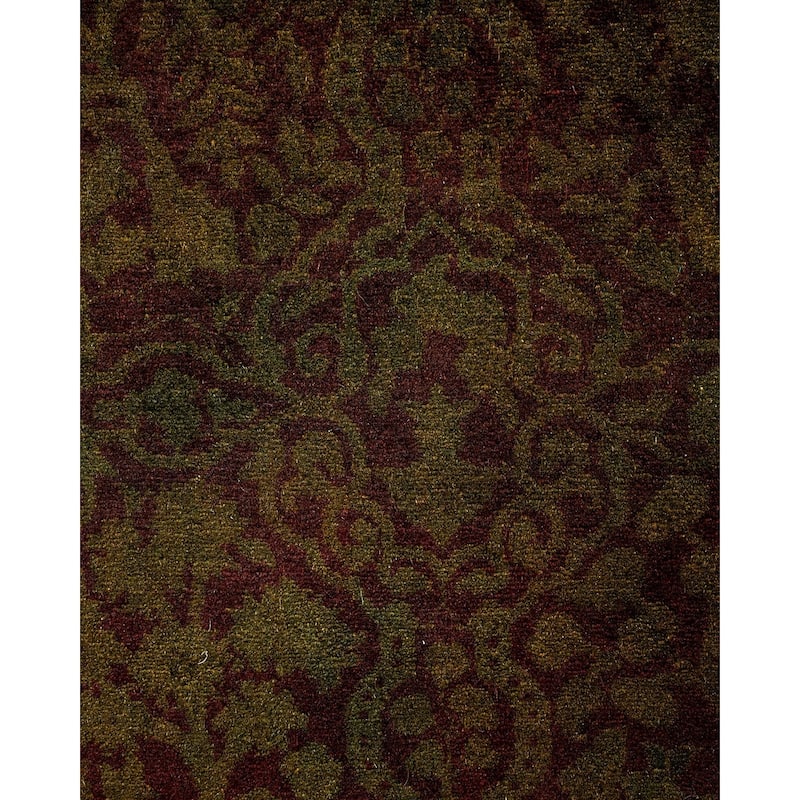 Overton Hand Knotted Wool Vintage Inspired Modern Contemporary Overdyed Brown Runner Rug - 2' 7" x 11' 10"