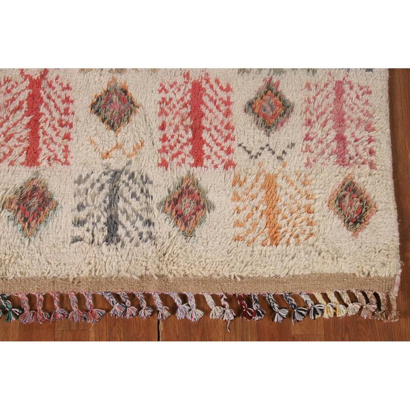Tribal Moroccan Oriental Area Rug Hand-Knotted Wool Carpet - 5'0" x 8'7"