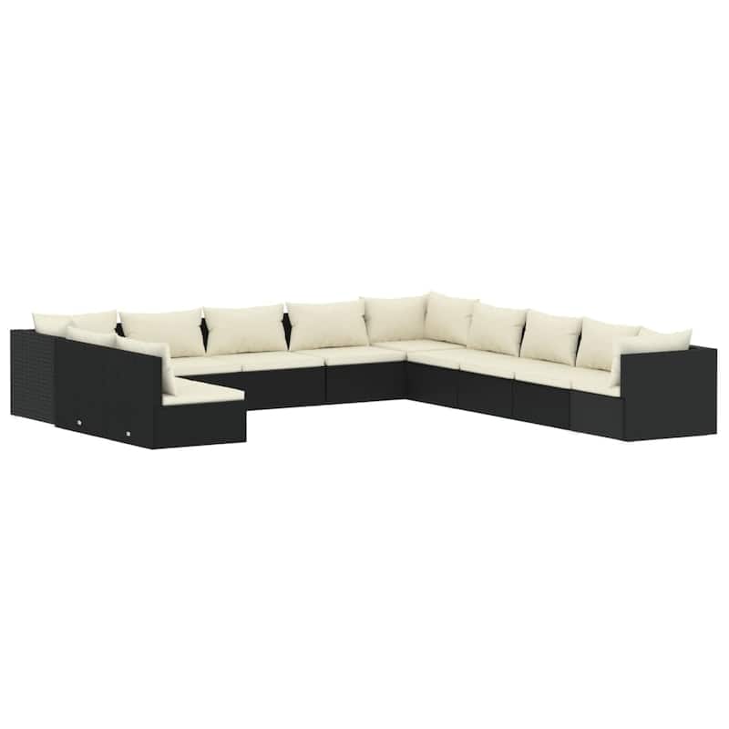 vidaXL Patio Lounge Set Outdoor Sectional Sofa Set Table Garden Poly Rattan - 27.6" x 27.6" x 23.8"