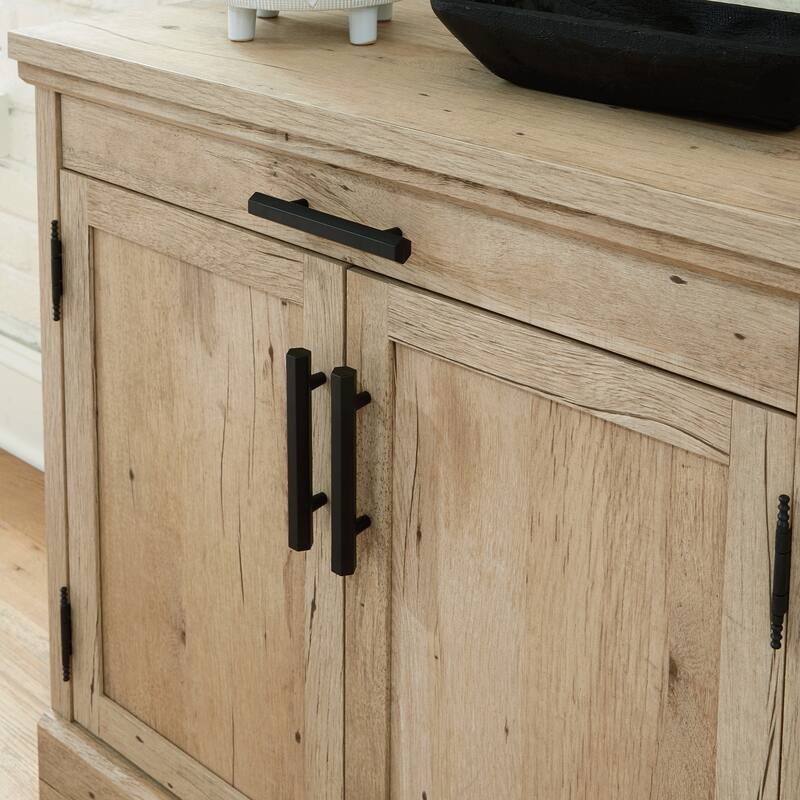 Wood Farmhouse Library Base with Storage Drawer and Cubby, Brown