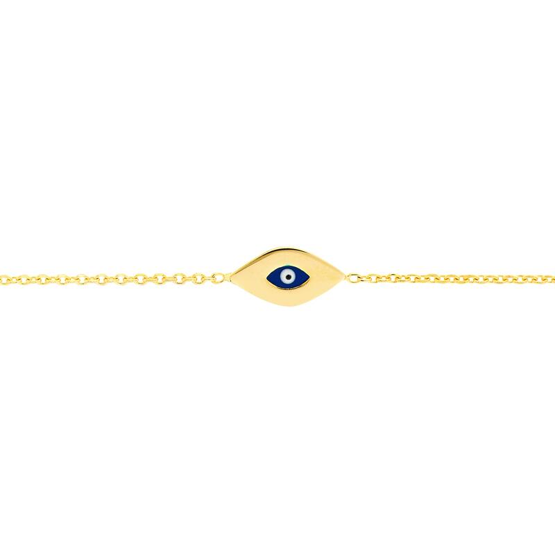 Marquee Jewels 14K Solid Yellow Gold Mini Evil Eye Bracelet