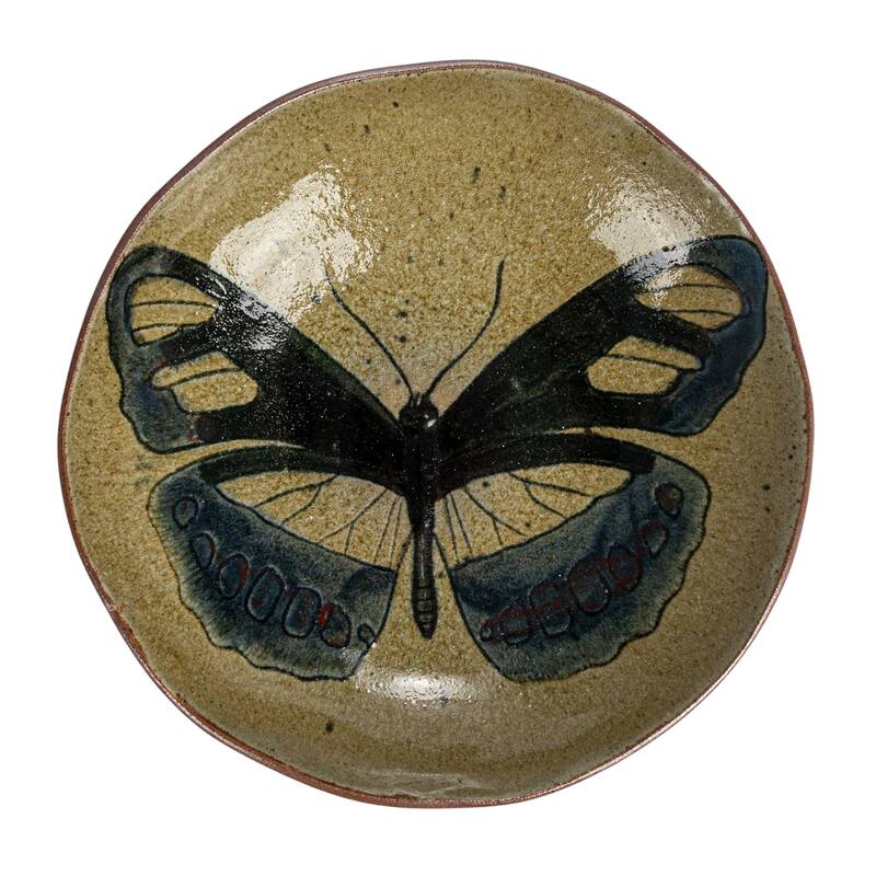 Stoneware Plate Set with Insect and Bird Designs