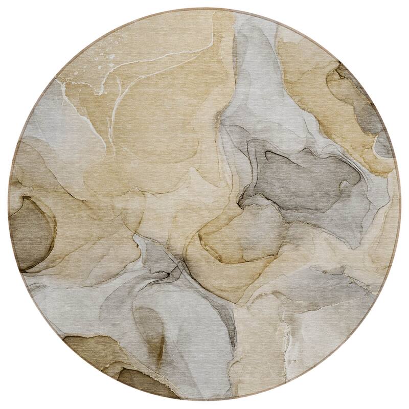 Machine Washable Indoor/ Outdoor Chantille Watercolor Brown Rug
