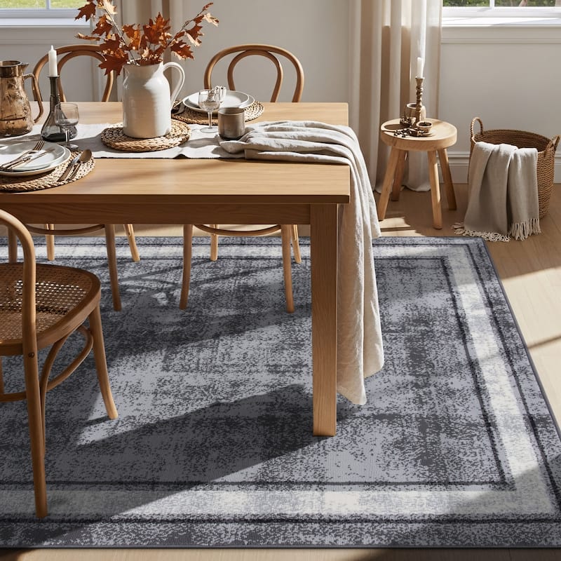 World Rug Gallery Contemporary Distressed Bordered Area Rug