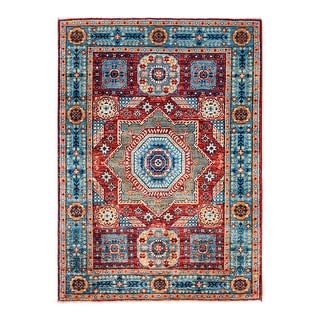 One of a Kind Hand Knotted Traditional Tribal Traditional Area Rug - 4' 8" X 3' 3"
