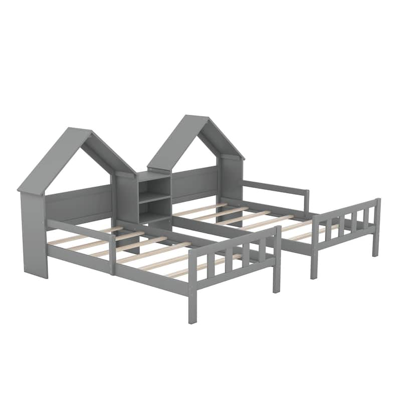Merax Double Twin Size Platform Bed with Headboard and Nightstand