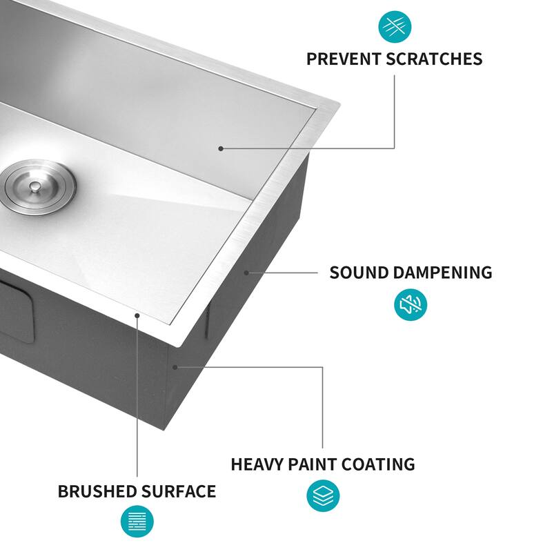 Undermount Stainless Steel Kitchen Sink 16 Gauge 9 Inch Deep Single Bowl Kitchen Sink Basin