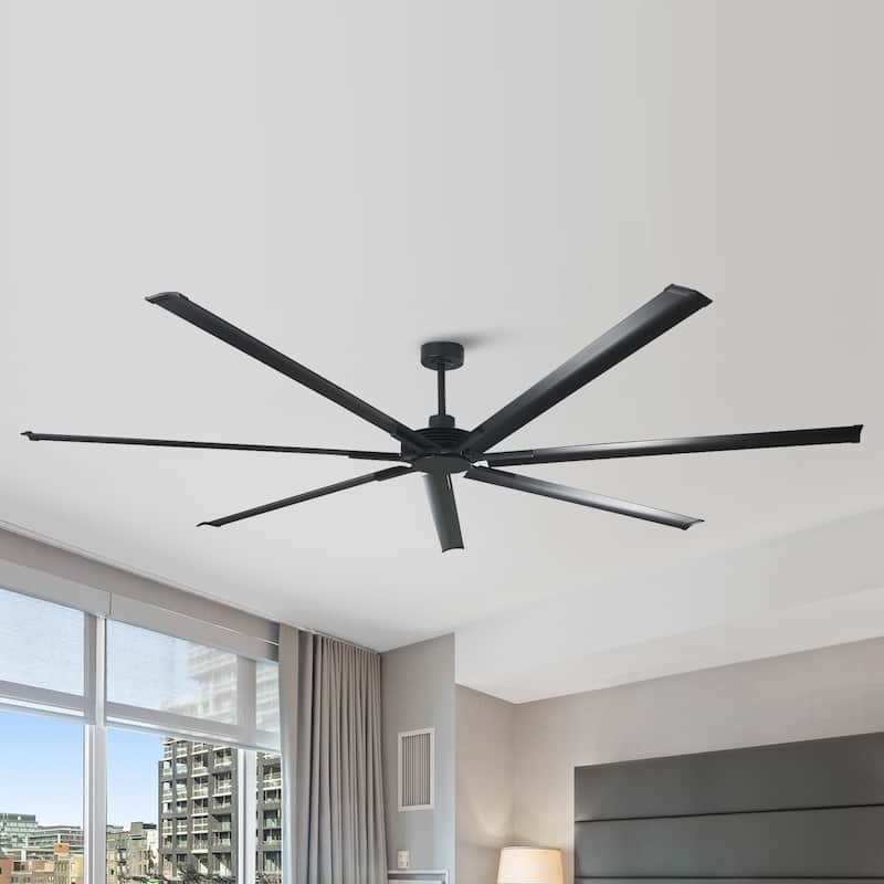 84" Industrial Aluminum Warehouse Black Extra Large Ceiling Fan with Remote