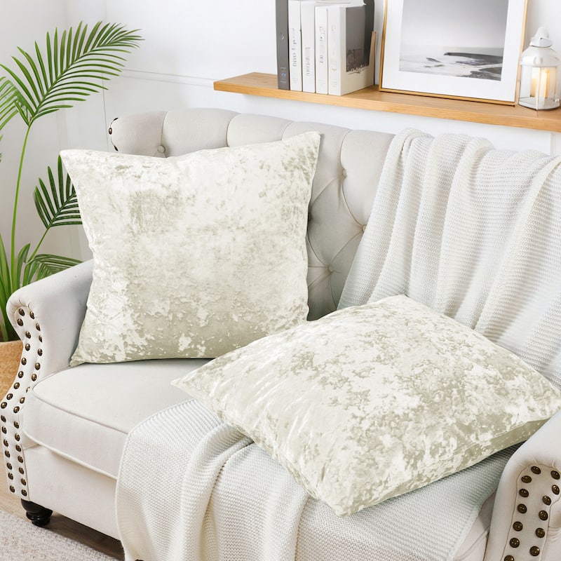Rancho Crushed Velvet Throw Pillow Cover Set, NO INSERT - 26" x 26" - Gardenia