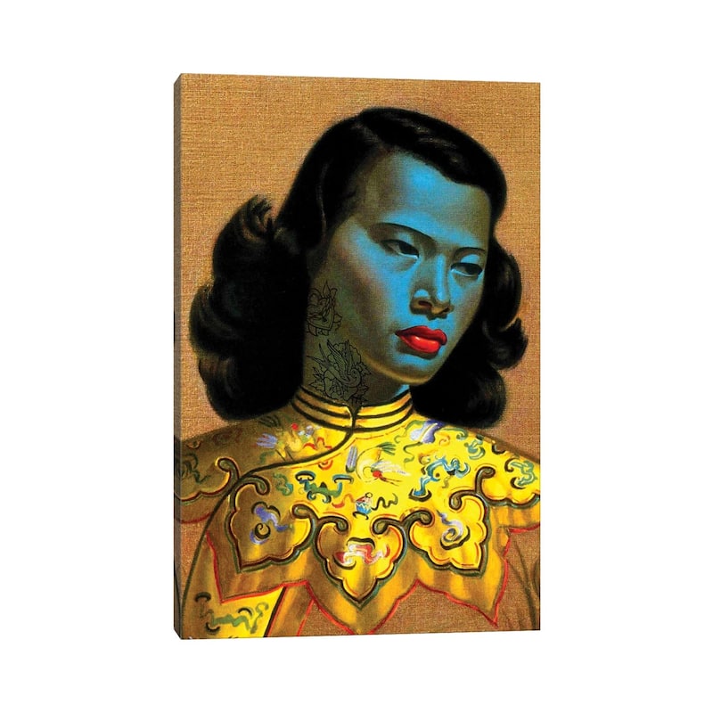 iCanvas "Blue Lady Tattooed" by Andrew M Barlow Canvas Print